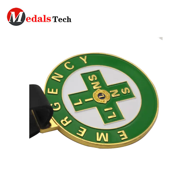 Round shape metal custom golf bag tag with leather strap