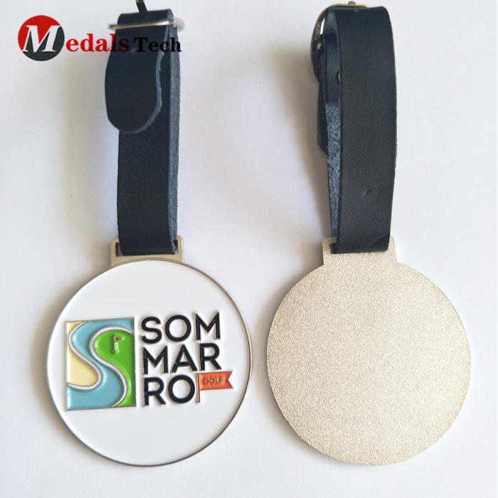 Personalized design custom sand blast color filled metal golf bag tag