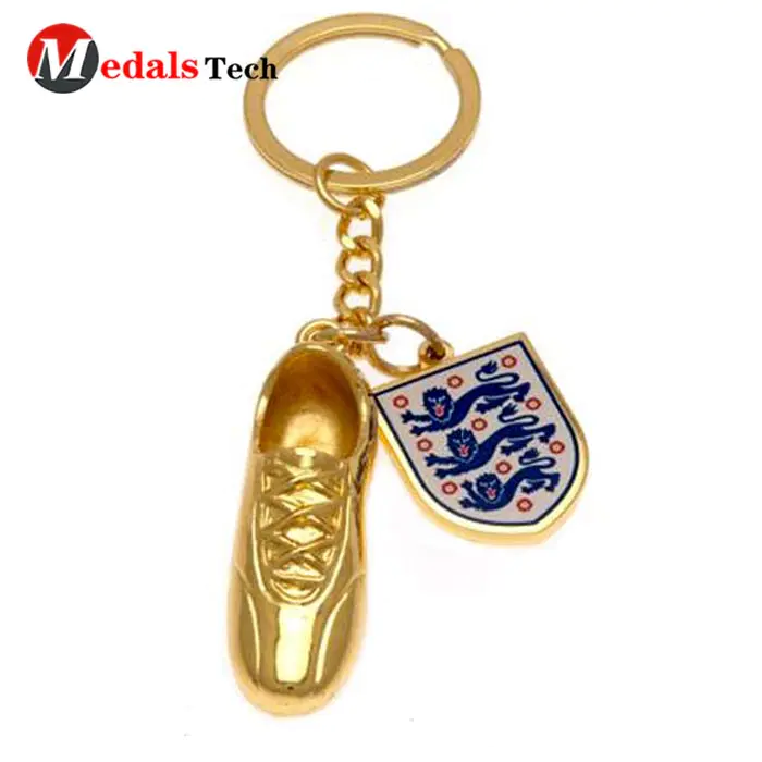Promotional custom shinny gold plated 3d sneaker keychain