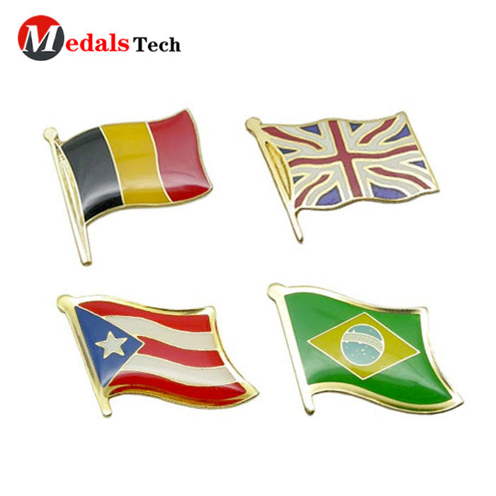 High quality national flag metal epoxy coated sticker lapel pin