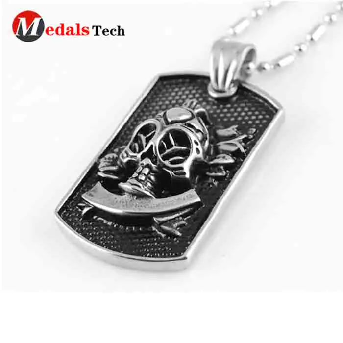 Factory price soft enamel custom metal army dog tag with ball chain