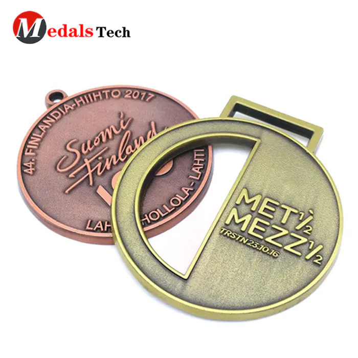 No minimum order hollow out running sport antique plated medal