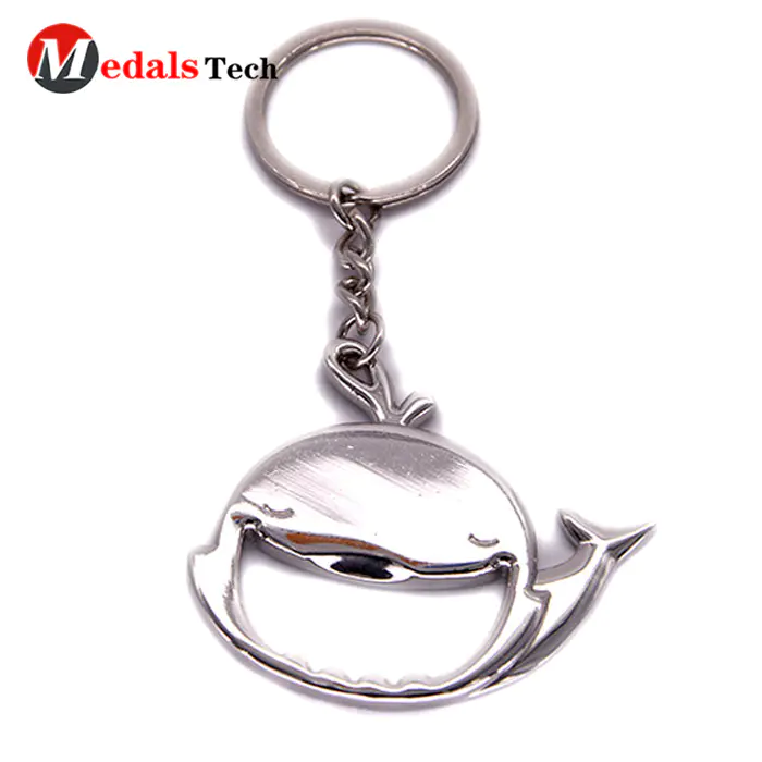 High quality fish shape shinny silver plated keychain bottle opener