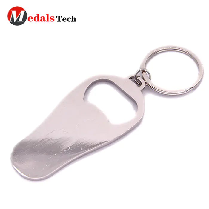 Promotional custom vintage shinny silver keychain bottle opener