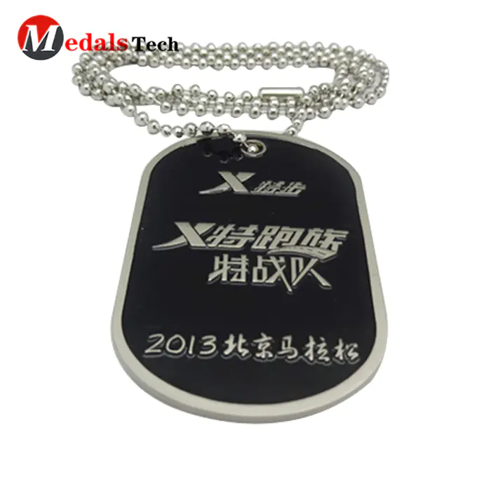 Wholesale fashion black plating epoxy coated metal sport  dog tag