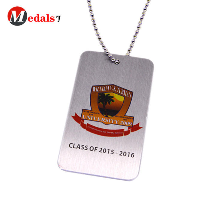 Wholesale custom stainless steel laser logo dog tag with ball chain