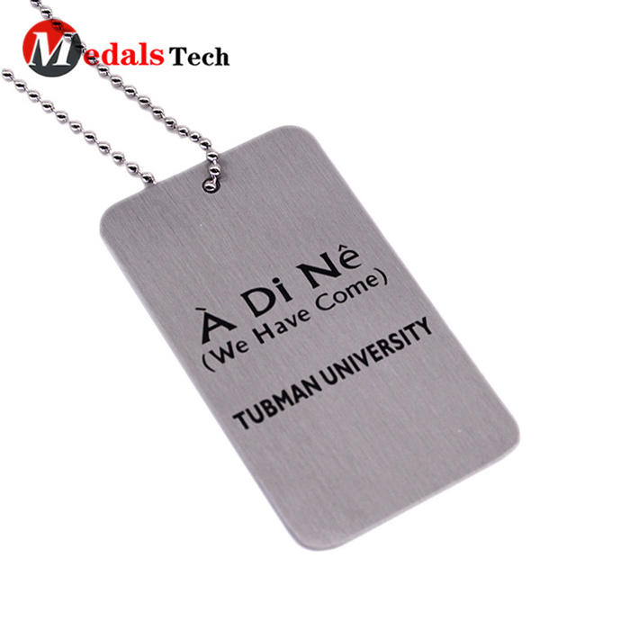 Wholesale custom stainless steel laser logo dog tag with ball chain