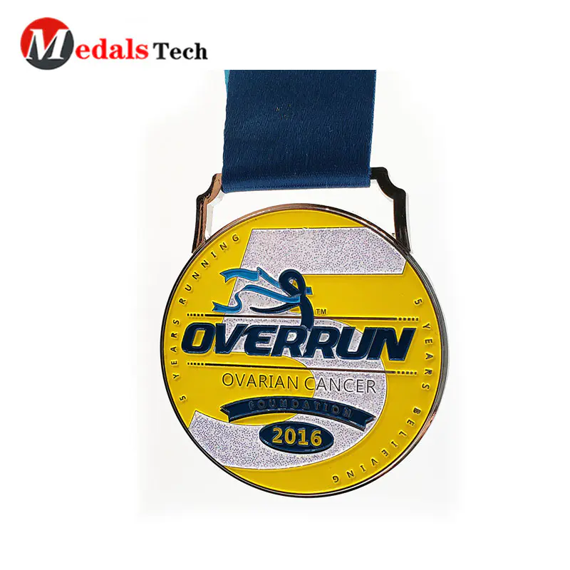 Custom Made Marathon Sport Medal With Soft Enamel Sublimation Ribbon