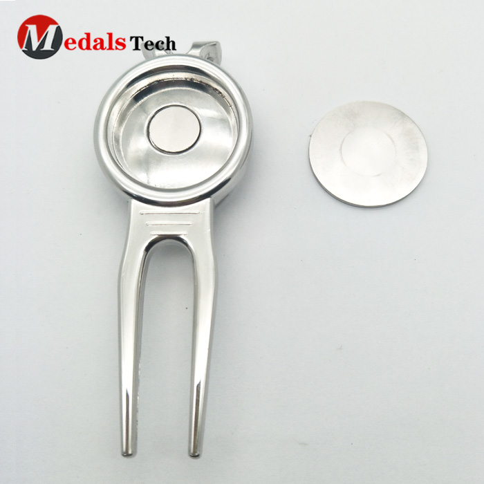 Cartoon Golf Divot Tool silver Plating Zinc Alloy with Epoxy Coated