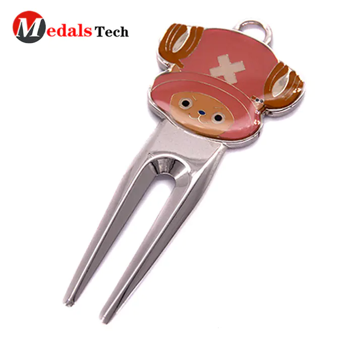 Cartoon Golf Divot Tool silver Plating Zinc Alloy with Epoxy Coated