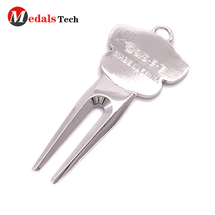 Golf Ball Divot Tool with Blank Antique Removable Magnet Ball Marker