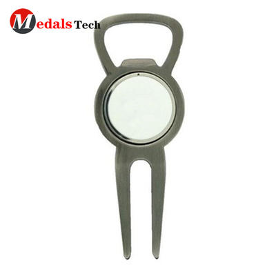 Club Golf Divot Tool Silver Plating with Bottle Opener
