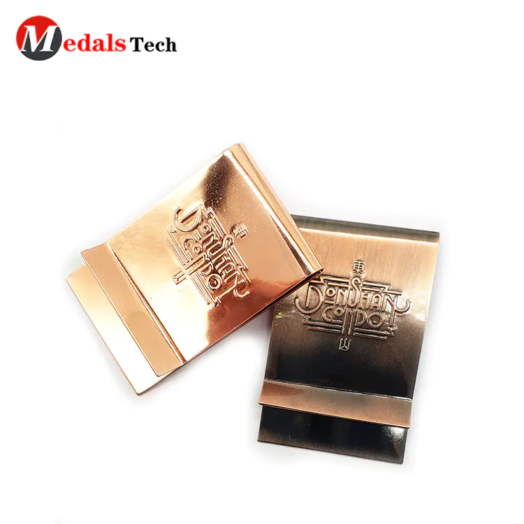 High quality pocket custom shinny bronze plating spring money clip