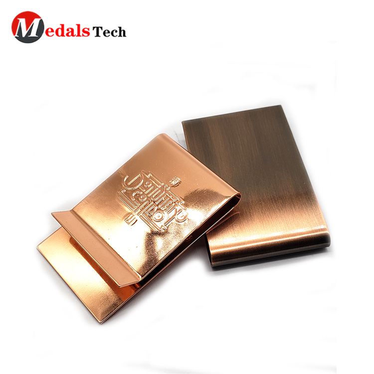 High quality pocket custom shinny bronze plating spring money clip