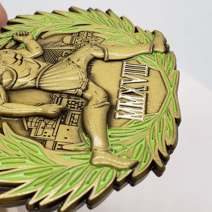 Antique gold custom running sport 3d logo medals with ribbon