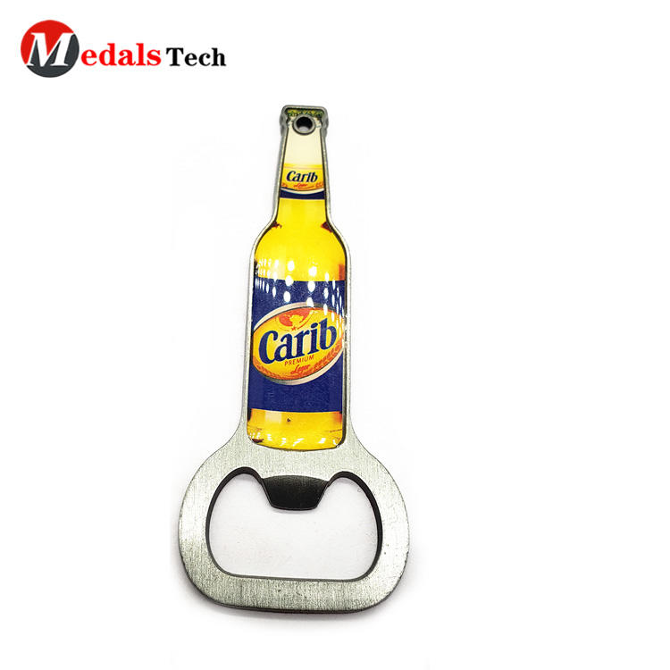 Custom Cool Beer Bottle Opener Silver Plating  with Epoxy Sticker