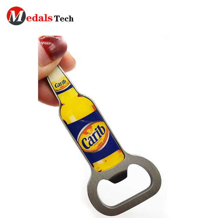 Custom Cool Beer Bottle Opener Silver Plating  with Epoxy Sticker