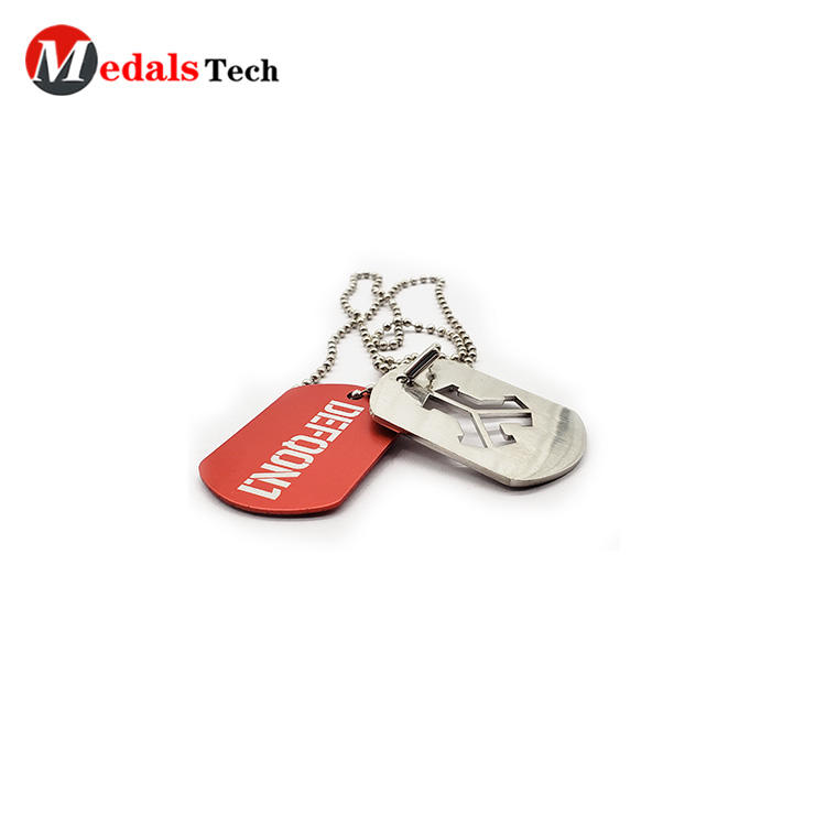 High quality silver plating printed cut out design metal  dog tag