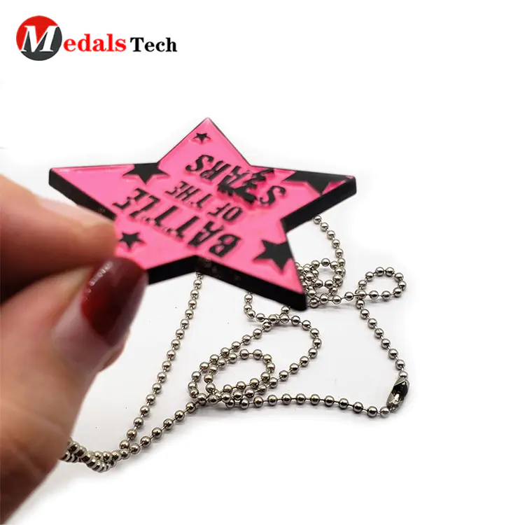 Black plated promotional star shape custom cute dog tag necklace for kids