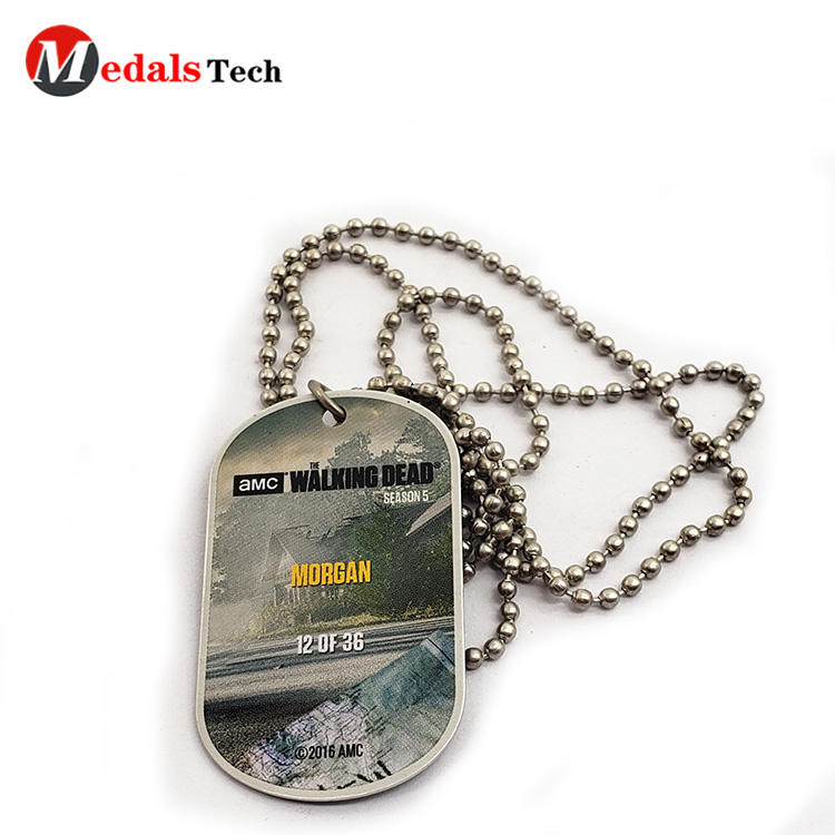 Factory wholesale cheap custom printed military dog tags with ball chain