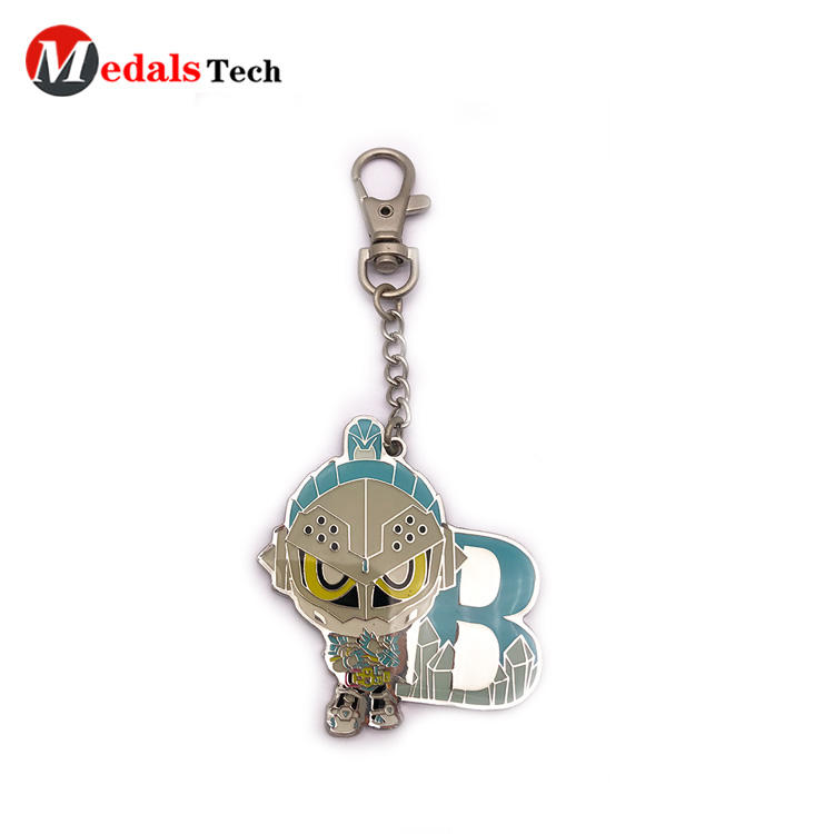 Custom cute color filled silver plating souvenir metal keychain