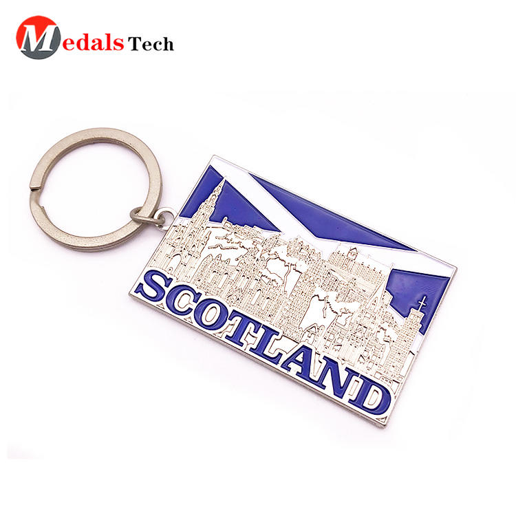 Wholesale rectangle 3d logo nameplate keychain with soft enamel