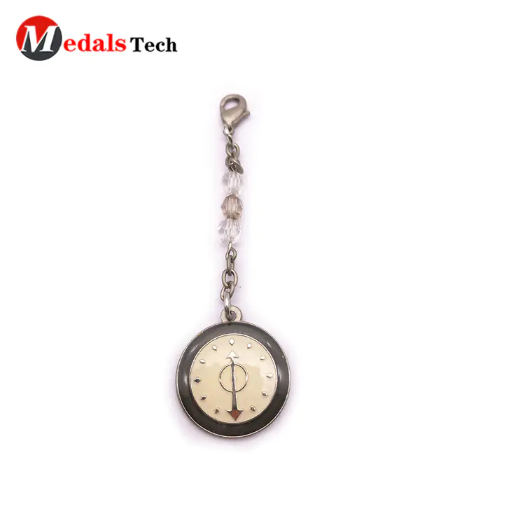 High Quality Metal Clock shape Decorative Keychain with Epoxy Cover