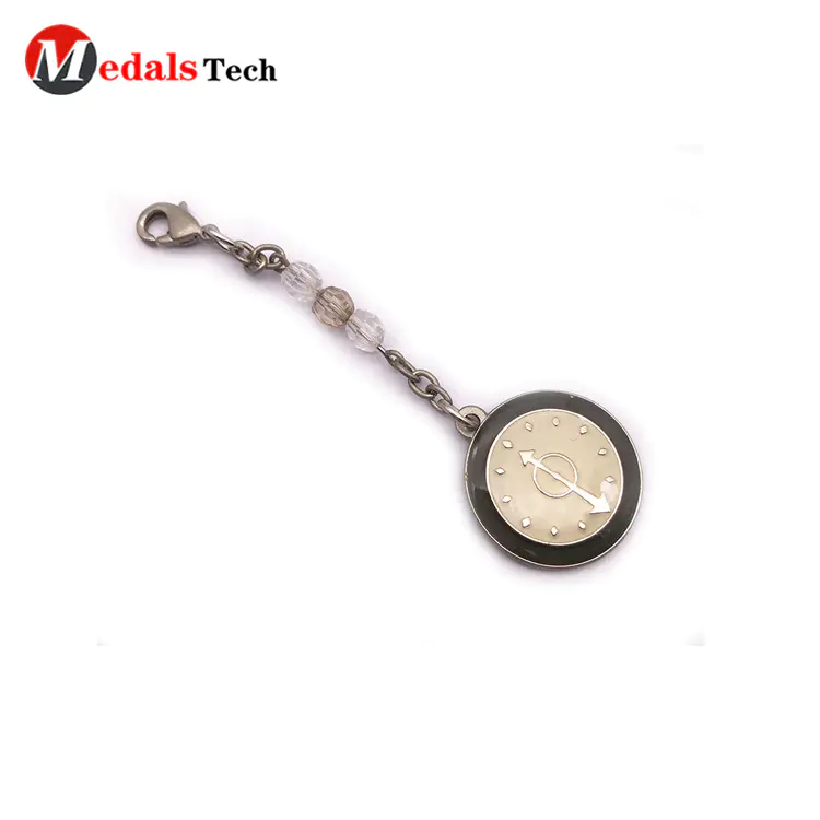 High Quality Metal Clock shape Decorative Keychain with Epoxy Cover