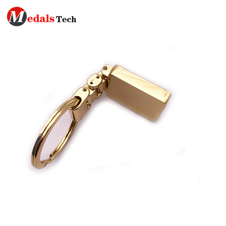 Souvenir Metal Keychain Embossed Logo with Shinny Gold Finish Key Chain Factory Price