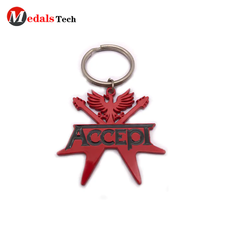 Promotional color filled recessed logo 3d custom metal keychain