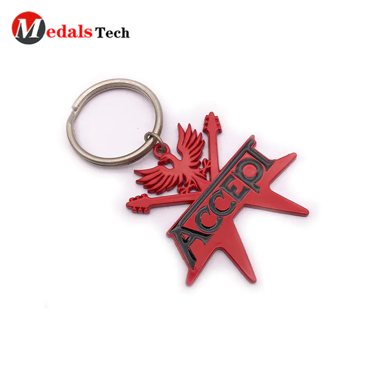 Promotional color filled recessed logo 3d custom metal keychain