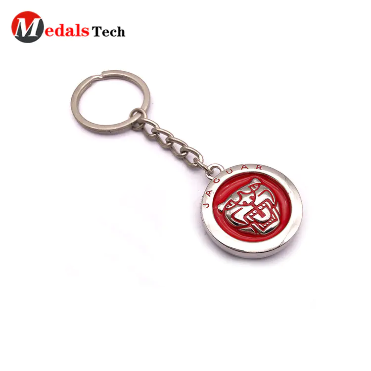Wholesale round shape zinc alloy silver keychain with embossed logo