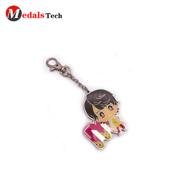 Cheap epoxy anime character dog hook  keychain with sandblast back side finish