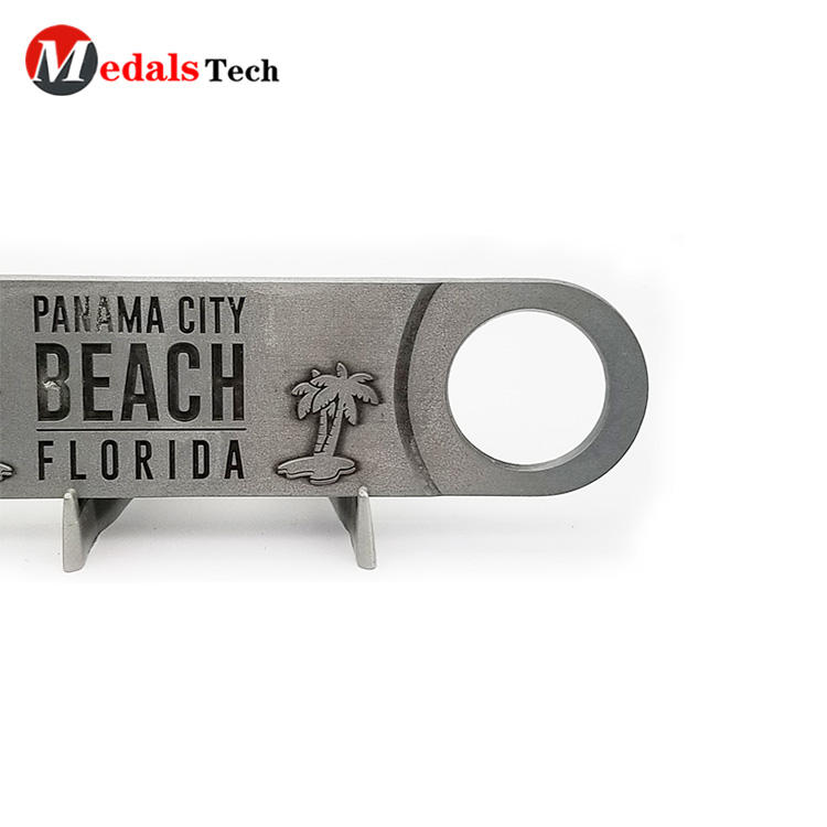 Free sample  durable recessed logo flat metal bar blade bottle opener