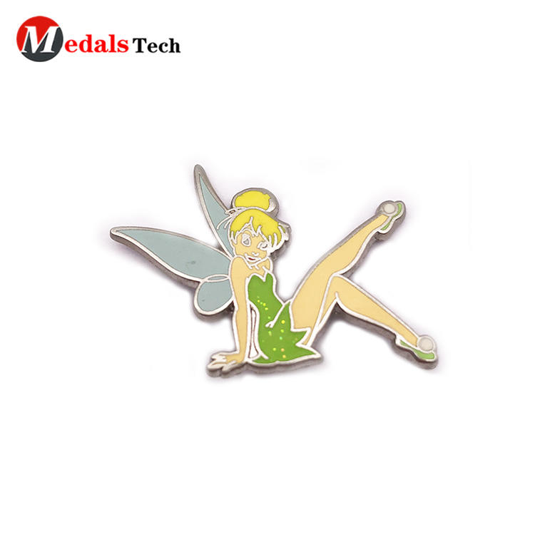Wholesale beautiful  fairy girl silver plated gift metal lapel pin