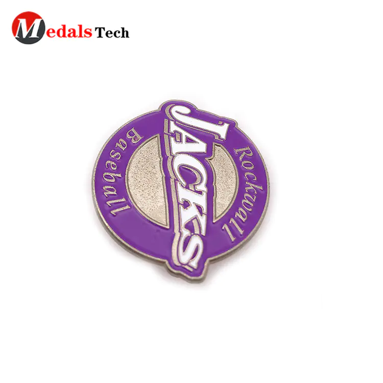 High quality customized logo silver plating badge with sandblast backside