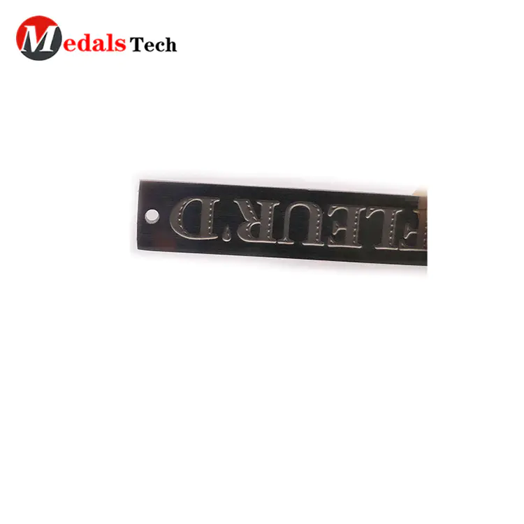 Chinese factory engraved logo mini stainless steel  metal plate for bag