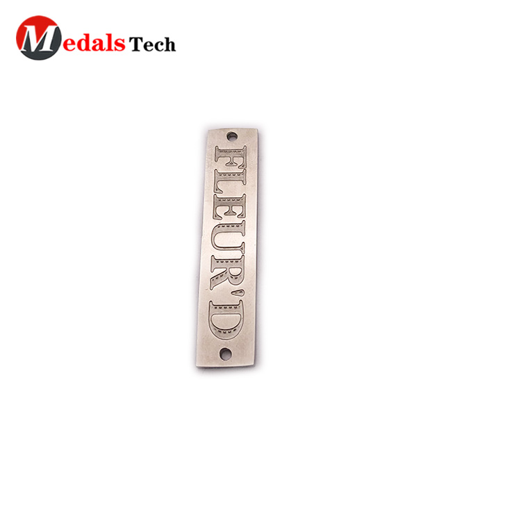 Chinese factory engraved logo mini stainless steel  metal plate for bag