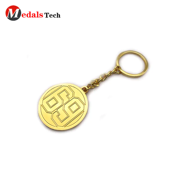 Factory price  shinny gold zinc alloy souvenir gift keychain