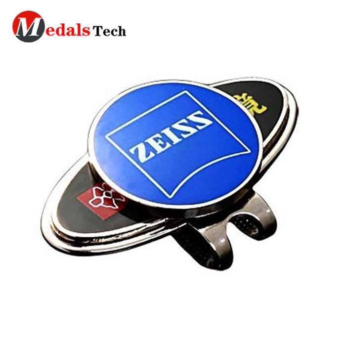 Factory price logo metal magnet golf cap clip with ball marker