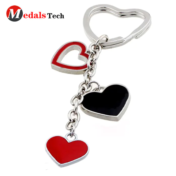 Custom soft enamel beautiful hollow heart shape metal keychains