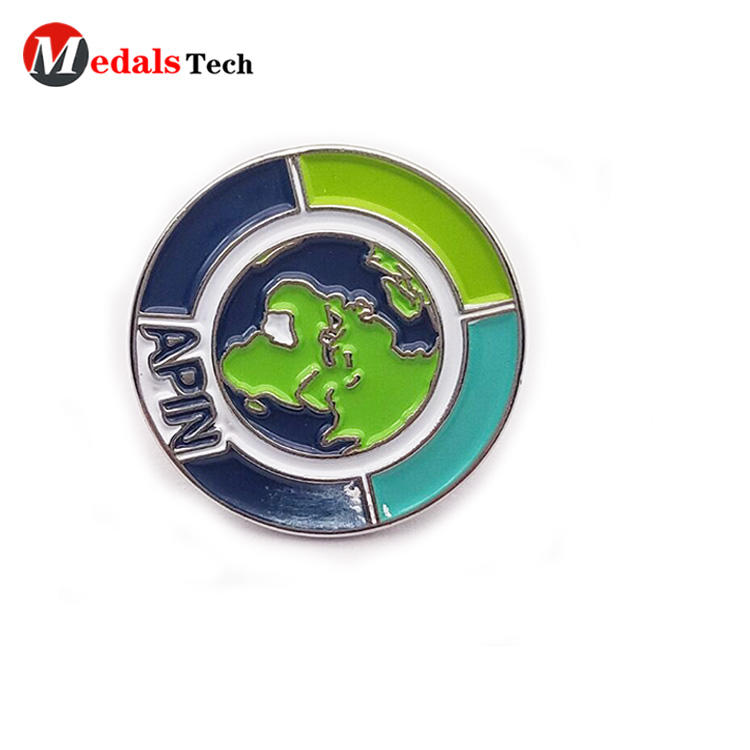 Custom made color filled  round shape metal pin clothing  badge