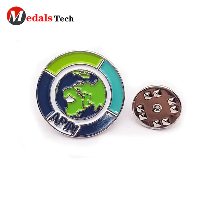Custom made color filled  round shape metal pin clothing  badge