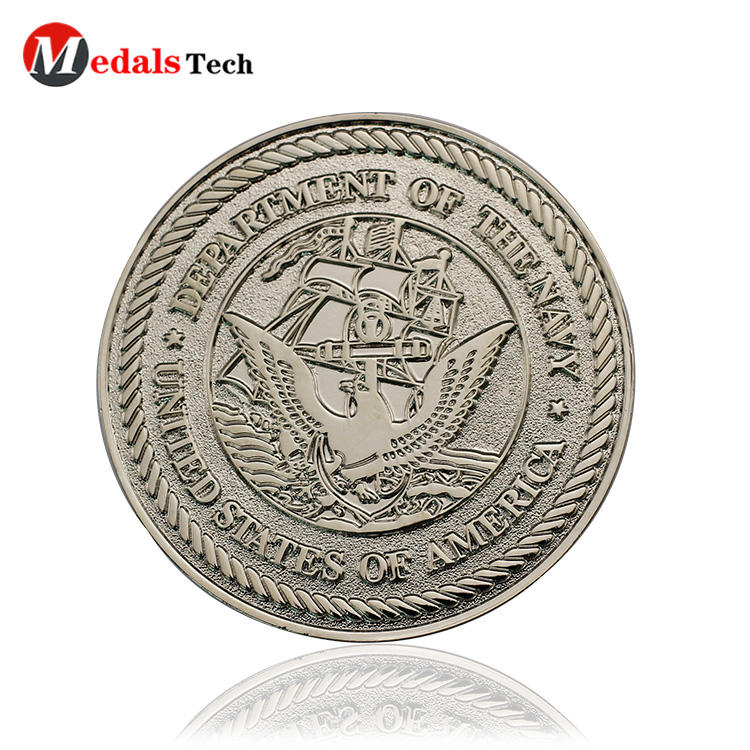 Funny custom silver plating embossed logo single coins