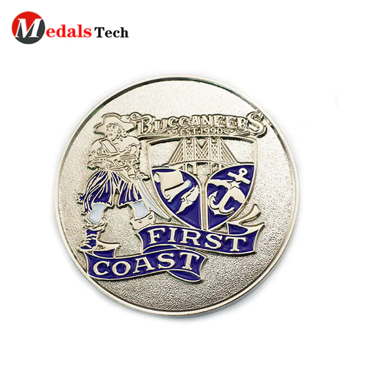 Funny custom silver plating embossed logo single coins