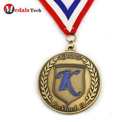 Hot selling antique gold round shaped custom logo medals
