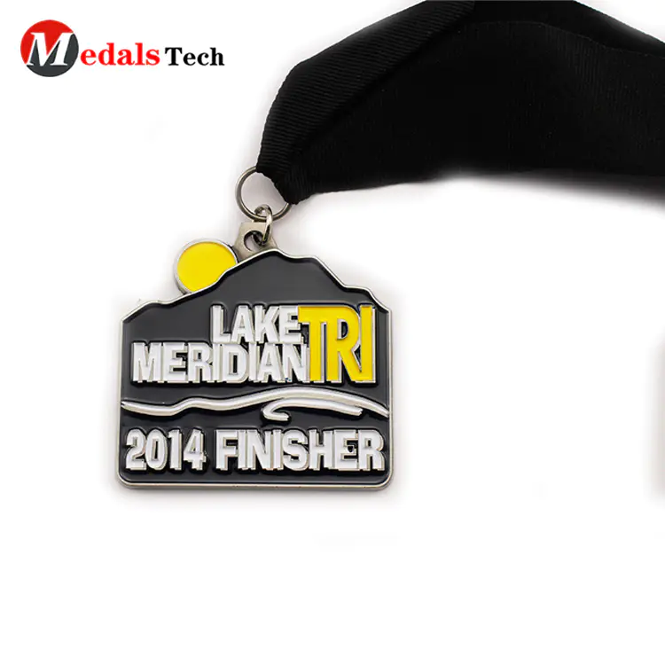 Cheap custom embossed logo soft enamel finisher medals