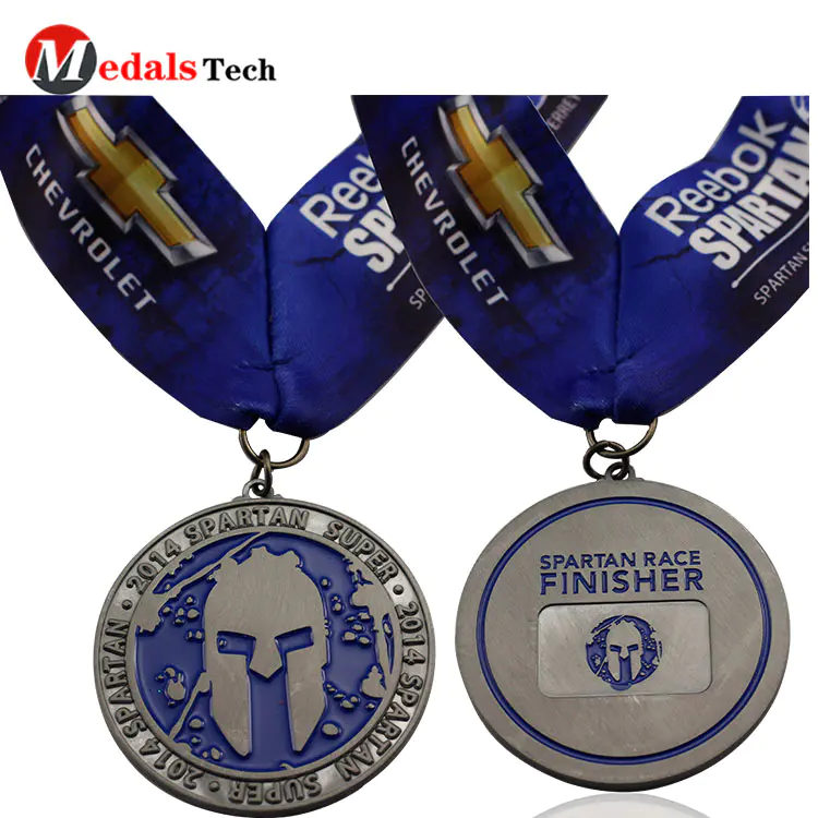 Silver running race medals custom engraved logo