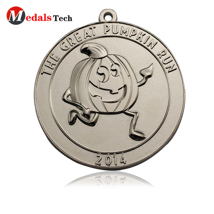 Silver running race medals custom engraved logo