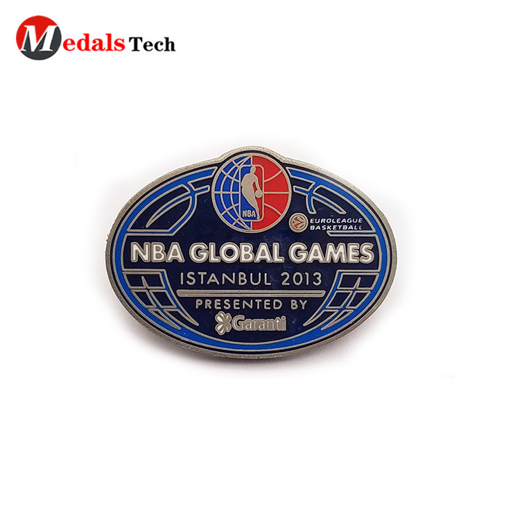 Popular cool lapel pins NBA games silver metal souvenir